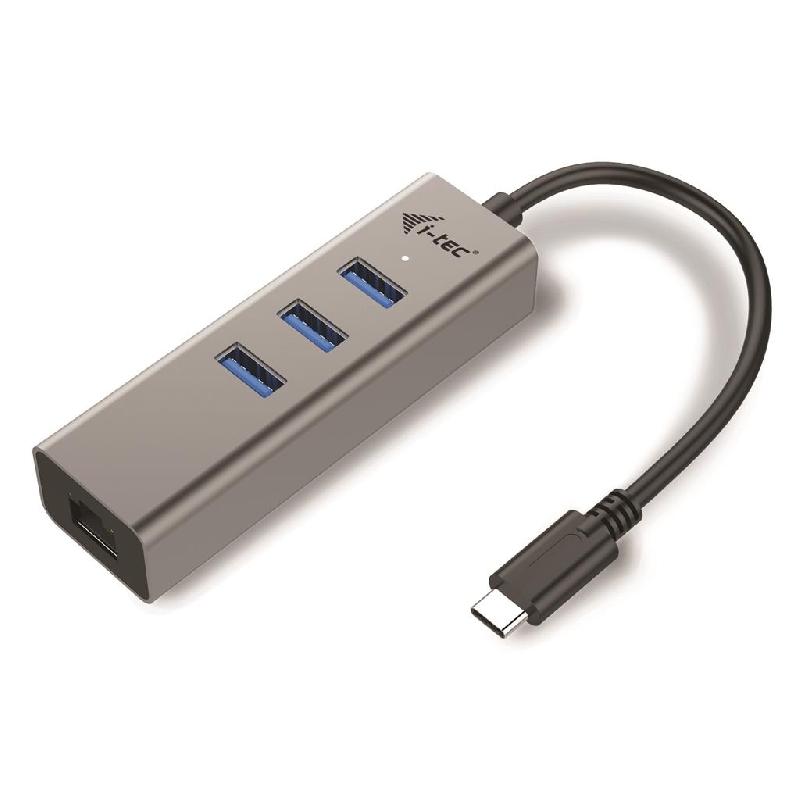 i-tec C31METALG3HUB - Hub USB 3.0 (3.1 Gen 1) Type-C, 5000 Mbit/s, 4 ports - RJ-45, Gris_0