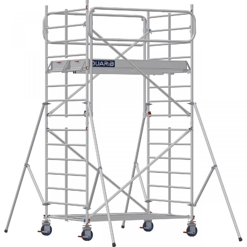 Échafaudage roulant aluminium DOCKER 150 version garde-corps EXMDS - Hauteur de travail : 4,90 m - DUARIB - 7220032_0