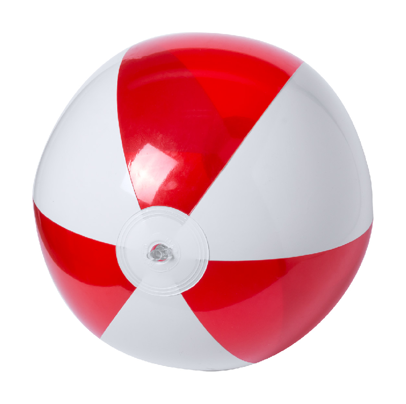 Ballon de plage gonflable - ø28 cm - 6 panneaux bicolores en PVC - Rouge - Taille dégonflée 370 mm_0