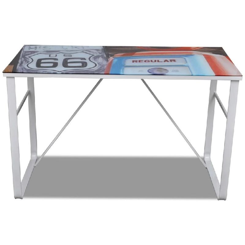 Bureau informatique rectangulaire unique 0502067 - design moderne avec surface en verre trempé et pieds en fer_0