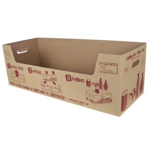 Caisse en carton - support carton courses kraft brun - 79 + 27 x 30 cm - carrément pratique_0