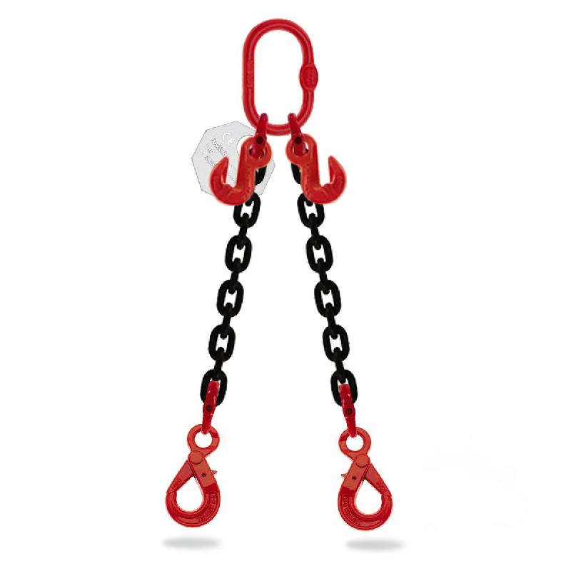 Élingue chaîne 2 brins - 13 mm - Longueur 4 m - Crochet automatique - CMU 7,5 t à 90° - 40312race_0