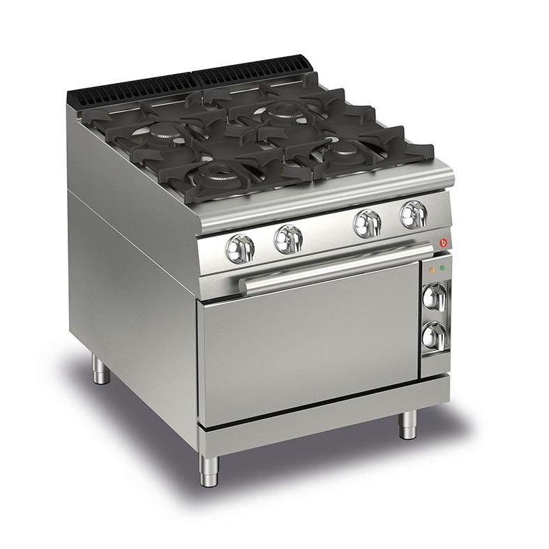 Fourneau - 4 feux vifs gaz sur four gaz - 70QPCFG801 - 28,4 KW - Dimensions 800x700x870 mm_0