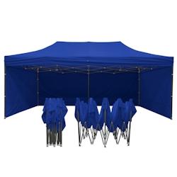 FRANCE BARNUMS - Tente pliante 3x6m avec pack côtés (4 murs) - Acier 31mm - Polyester 320g - Bleu_0