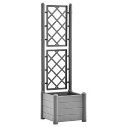 Helloshop26 - Jardinière bac lit surélevé plantes fleurs terrasse jardin avec treillis 43 x 43 x 142 cm PP pierre gris 02_0038298 - 3000214142685_0