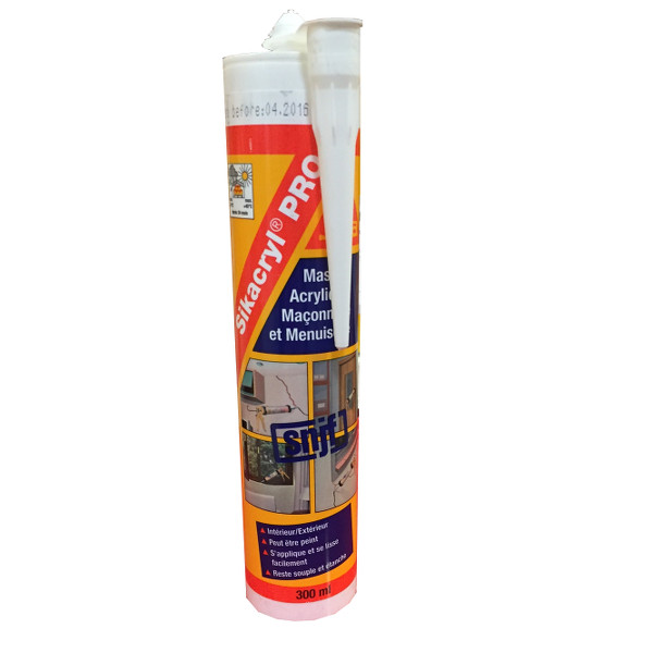 MASTIC ACRYLIQUE SIKACRYL PRO BLANC SPÉCIAL FAÇADE, CARTOUCHE DE...