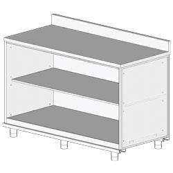 Meuble arrière neutre avec dosseret - NL15X - Metrika Line - Dimensions 1500x695(670)xH950/1162 mm_0