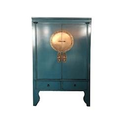 OPIUM OUTLET Armoire buffet commode sideboard console chiffonnier asia meubles chinois asiatique vintage oriental entièrement monté - bleu Bois mass_0