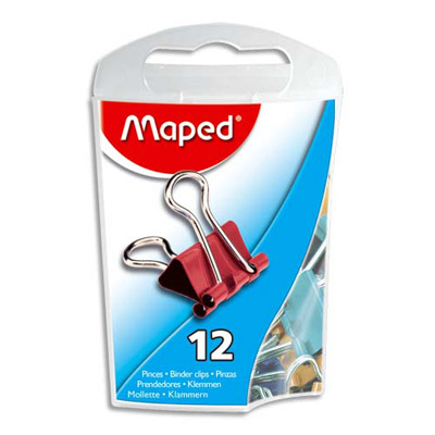 PINCES CLIP - LARGEUR 15MM - COLORIS ASSORTIS - BOITE DE 12
