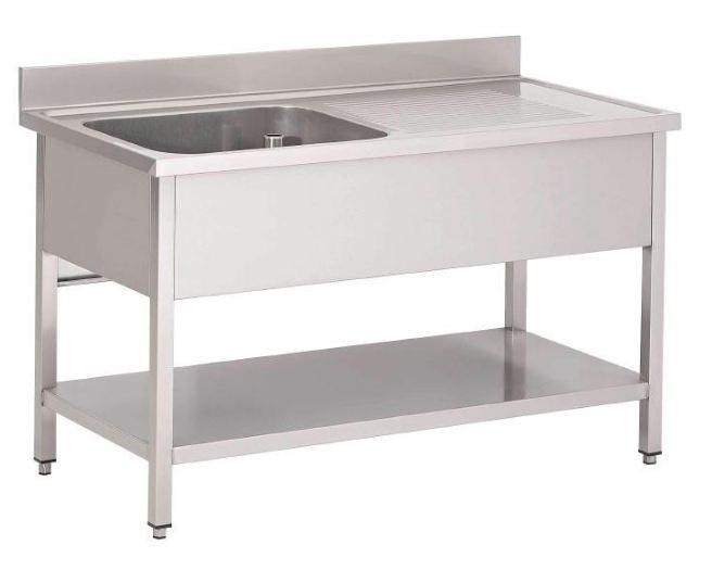 Plonge 1 bac avec égouttoir et dosseret - Gamme 700 mm - Acier inox AISI 430 - Longueurs 1200, 1400 ou 1600 mm_0