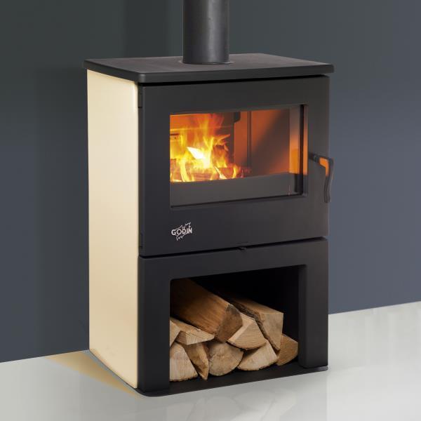 Poêle à bois Chinon anthracite - sable 8,5 kW - flancs émaillés Sahara - Origine France Garantie_0