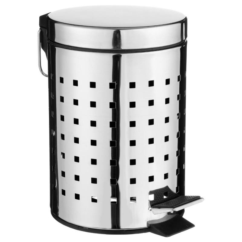 Poubelle de salle de bain Cube 3L Argent - Paris Prix - Acier inoxydable avec ouverture à pédale_0