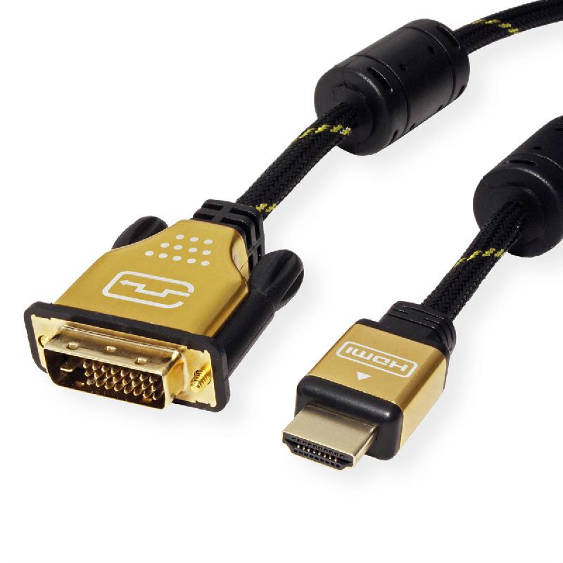 ROLINE GOLD Câble pour écran DVI-HDMI, M-M, (24+1) dual link, Retail Blister, 2 m_0
