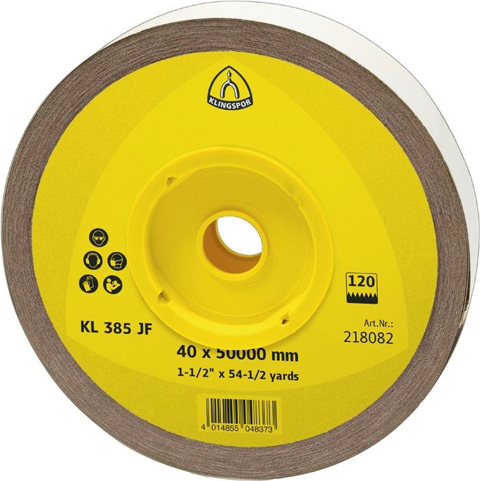Rouleau de tissu abrasif KL 385 JF 50 mm - Granulation 40 - Corindon pour métal - KLINGSPOR_0