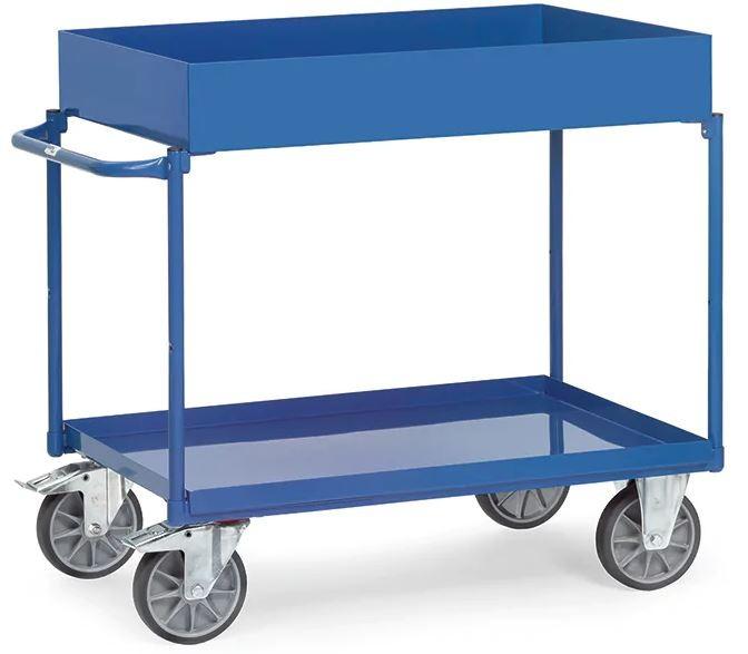 Servante d'atelier avec bac de récupération - plateaux étanches - charge totale 400 kg - acier - fabriqué en Allemagne_0
