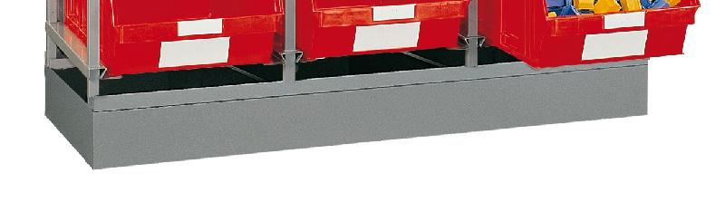 Socle pour rayonnage à bacs et caisses - 9 postes - Pour bacs 85/88 litres - Dimensions L.1670 x P.660 x H.155 mm_0