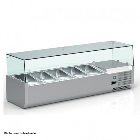 Vitrine réfrigérée positive +2/+8°c pour table à pizza - 5 bacs gn 1/3 + 1 bac gn 1/2 - vrx153 - nosem -_0