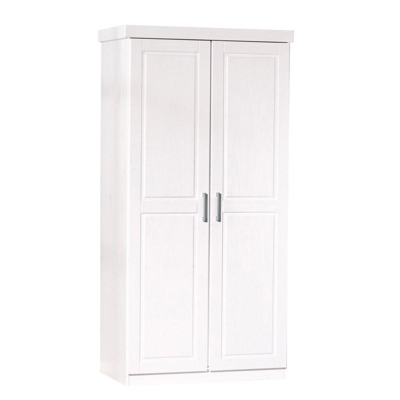 Armoire penderie 2 portes Angel 190 cm blanc - Paris Prix - pin massif et étagère spacieuse_0