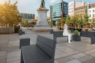 Banc public KUB - fixation par tiges d'ancrage - différentes longueurs et matériaux - acier et bois_0
