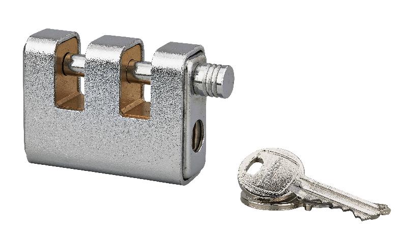 Cadenas à clé Land blindé 80 mm double anse - haute sûreté avec corps monobloc en acier cémenté - THIRARD_0