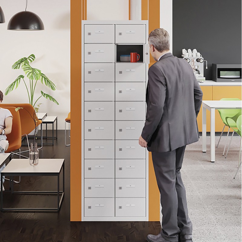 Casier cantine pour stockage alimentaire, boissons et objets personnels - 1 à 4 colonnes - Serrure 1 point - 17 coloris au choix_0