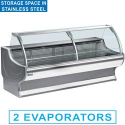Comptoir vitrine réfrigéré à vitre bombée - LS40/A1 - avec réserve et plan de travail en granit_0