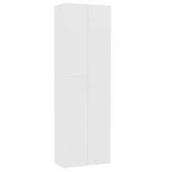 Décoshop26 - Meuble de bureau armoire de rangement 5 étagères avec deux portes couleur blanc 60 x 32 x 190 cm bois d'ingénierie DEC024460 - blanc_0