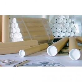 EMBALLAGE TUBE D'EXPÉDITION EN CARTON BRUN AVEC EMBOUTS AMOVIBLES PLASTIQUE D6 X L120 CM