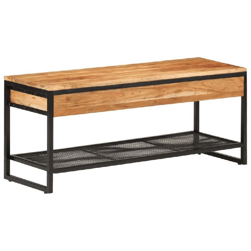 Helloshop26 - Banc à chaussures bottes commode étagère meuble entrée rangement 110 x 35 x 45 cm bois massif d'acacia et fer marron 02_0022859 - ma_0