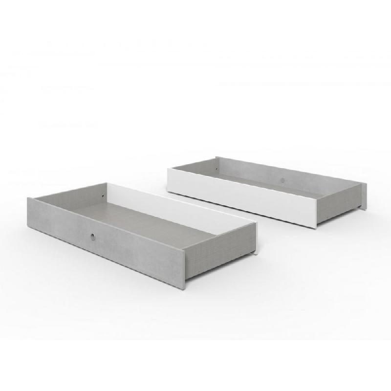 LOT DE 2 TIROIRS DE LIT 160CM VIRONI BLANC ET BÉTON_0