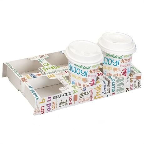 PLATEAU REPAS À EMPORTER 6 VERRES PAROLE 450 G/M² 27.5X16X4 CM CARTON BLANC (VENDU PAR 400)