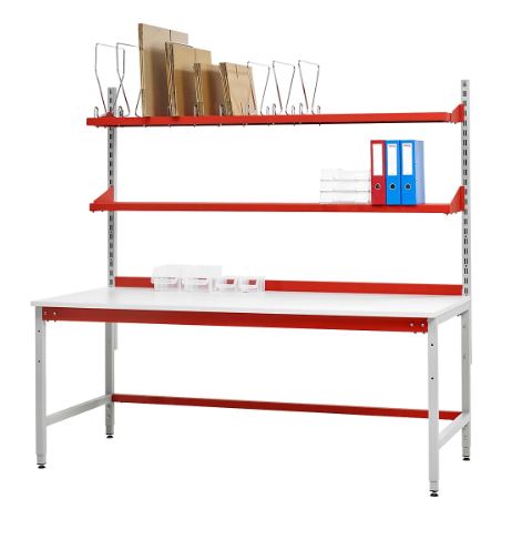 Poste d'emballage ergonomique avec bloc de rangement pour cartons et rehausse - h x l x p 780 x 2000 x 900 mm- PROFI_0