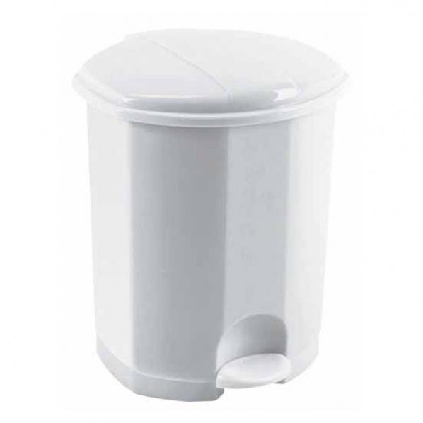 Poubelle plastique blanche à pédale 50 litres - méthode HACCP - seau intérieur avec anse - fabriquée en France_0