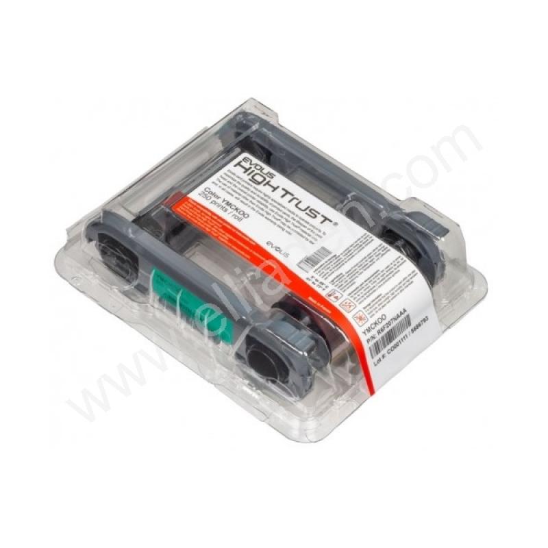 Ruban couleur YMCKO0 Evolis R6F207E100 - 250 faces avec double overlay pour imprimante Primacy 2_0