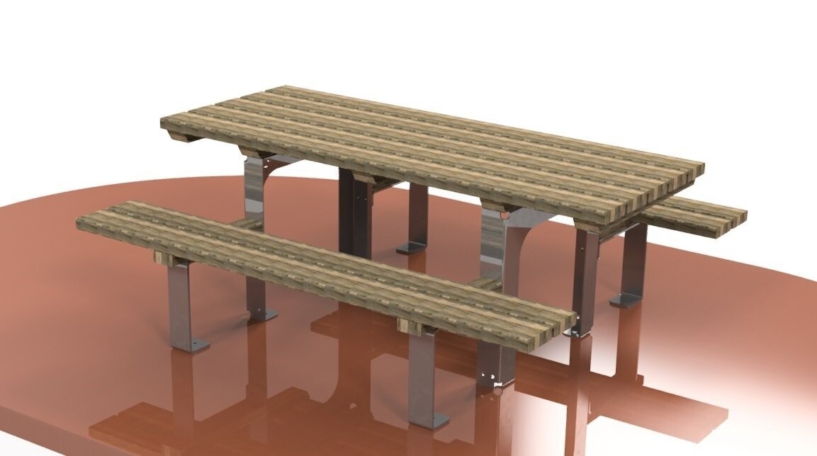 Table d'extérieur personnalisable en acier inoxydable - Référence MUB7 - Avec bancs et gravure sur mesure_0