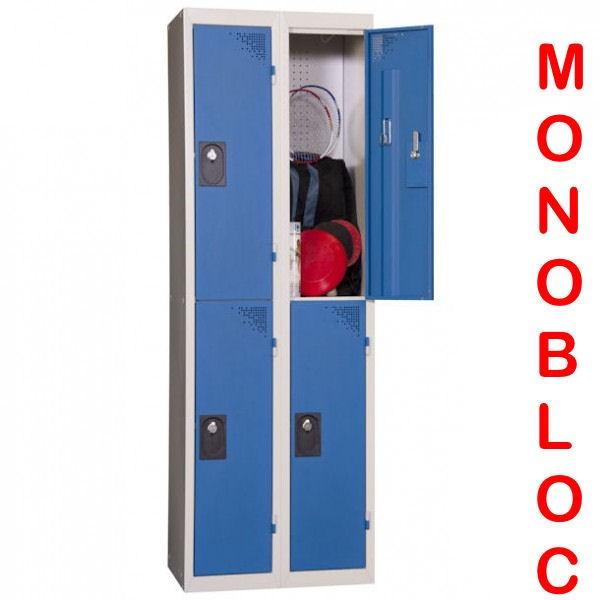 Vestiaire monobloc 2 colonnes - 2 cases par colonne - Largeur de case 300 mm - Marque Rolléco_0