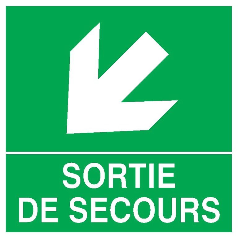 628413 - Signalisation sécurité travail - Sortie de secours flèche en bas à gauche - Sofop S.A.S - 200 x 200 mm_0