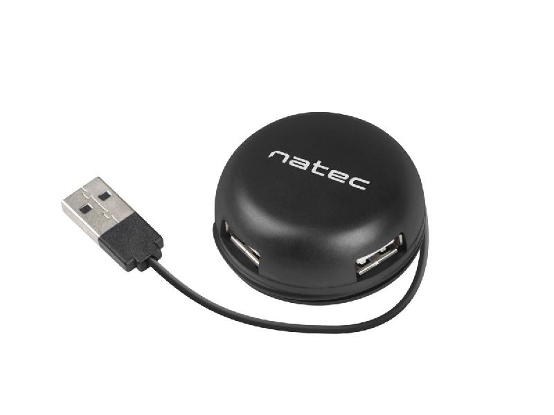 Natec Genesis NHU-1330 - Hub & Concentrateur USB 2.0 480 Mbit/s - 4 ports - Noir - Câble 0,15 m_0