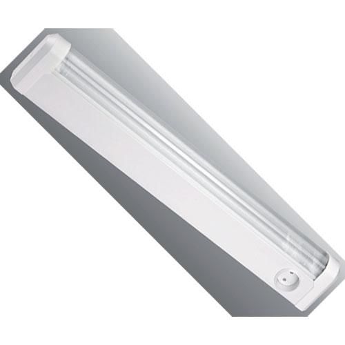 Applique fluo fixe salle d'eau 230V - aluminium blanc laqué Ondine - avec prise rasoir et interrupteur_0