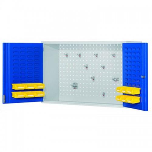 Armoire murale à outils Rasterplan - fond perforé - H620 x L920 x P335mm - portes à fentes - bleu gentiane RAL 5010_0