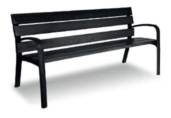 Banc public Etretat Réf. 1012 - pieds en fonte et bois FSC - lattes en bois de Guinée - pieds peints en polyester oxiron cuit au four_0
