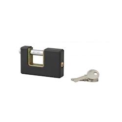 Cadenas ACERA rectangulaire à clé, base 75 mm, anse acier cémenté, 3 clés - SP - noir 3150269080071_0