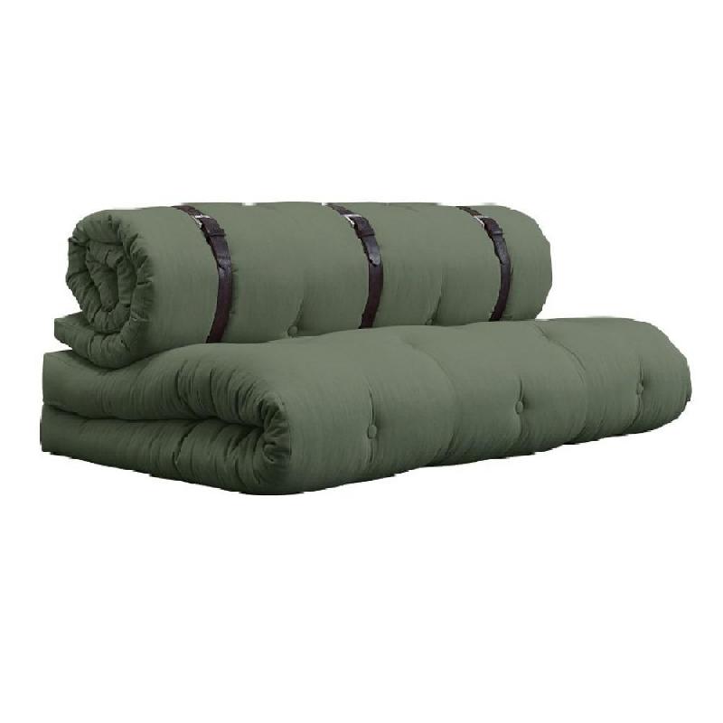 CANAPE FUTON STANDARD CONVERTIBLE BUCKLE-UP SOFA COULEUR VERT OLIVE_0