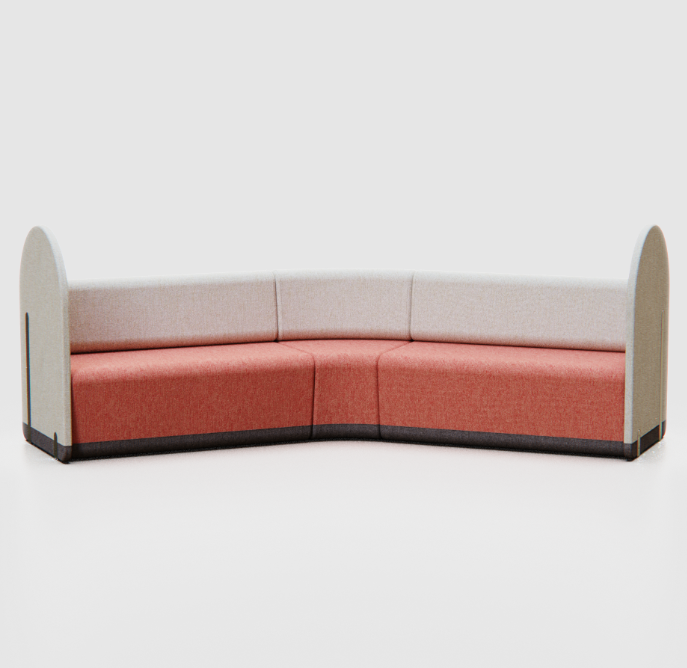 Canapé scolaire modulaire incurvé avec dossier - Base disponible en 3 couleurs - Kalin Curved Complete_0