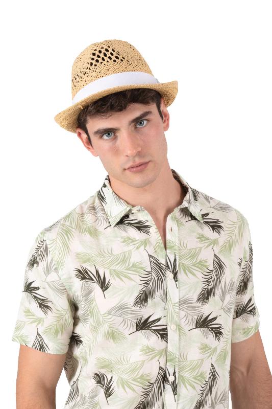 Chapeau de paille style Panama - Réf: KP611 - fibre végétale, petits bords, tailles 57cm et 59cm_0