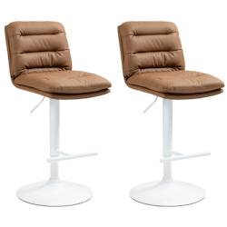 CLP Lot de 2 tabourets de bar Damar en similicuir Marron clair/Blanc - marron polyester 325692_0