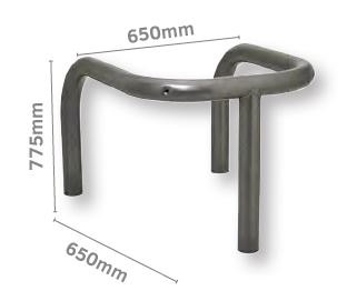 Corset de protection à sceller - Arceau urbain - Tube acier Ø 60mm - Dimensions: 775mm x 650mm x 650mm_0