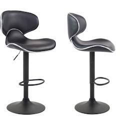 Décoshop26 - Lot de 2 tabourets de bar design contemporain pieds en métal noir assise en synthétique noir 10_0000345 - noir 3000848169607_0