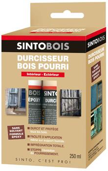 Sintobois - Durcisseur à bois pourris - Bi-composant résine EPOXY + durcisseur - Haute résistance - Intérieur/extérieur - Kit 250g_0