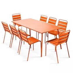 Oviala Business Ensemble table de terrasse et 8 chaises en métal orange - Oviala - orange acier 104673_0